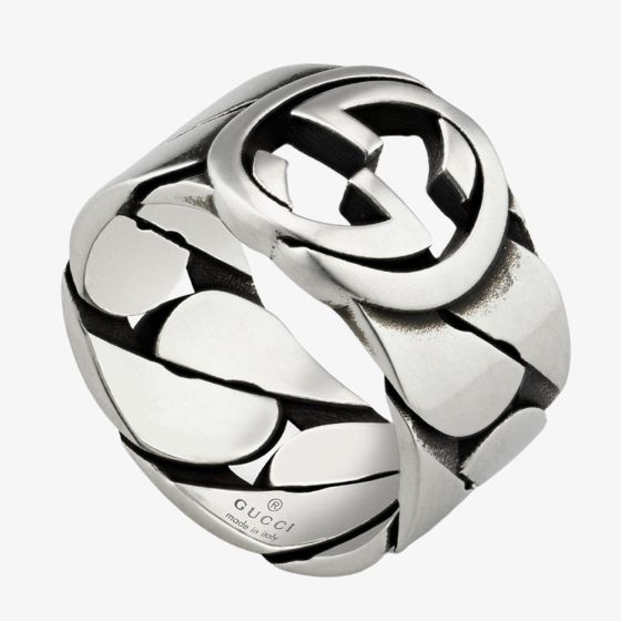 Gucci Sterling Silver Interlocking Ring YBC661518001