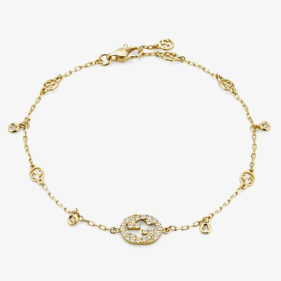 Gucci Interlocking 18ct Yellow Gold Diamond Bracelet YBA729403002017