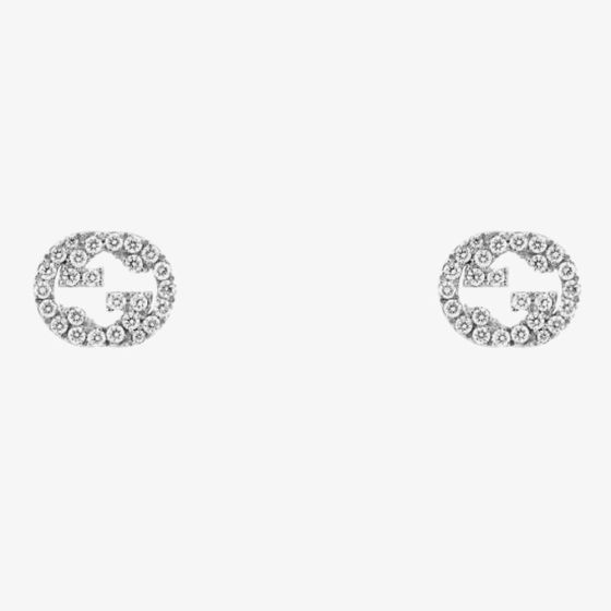 Gucci Interlocking 18ct White Gold Diamond Stud Earrings YBD72940800300U