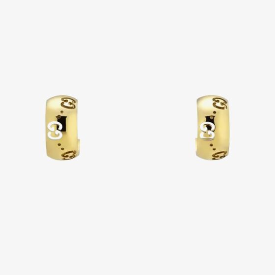 Gucci Icon 18ct Yellow Gold Trademark Huggie Hoop Earrings YBD80436100100U