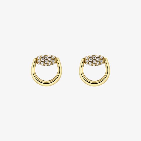 Gucci Horsebit 18ct Yellow Gold & Diamond Stud Earrings YBD86144800100U