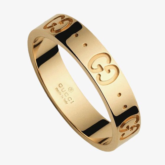 Gucci Icon 18ct Gold Logo Band Ring YBC073230001