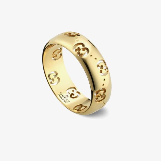 Gucci Icon 18ct Yellow Gold Cut Out Trademark Ring YBC804335001014