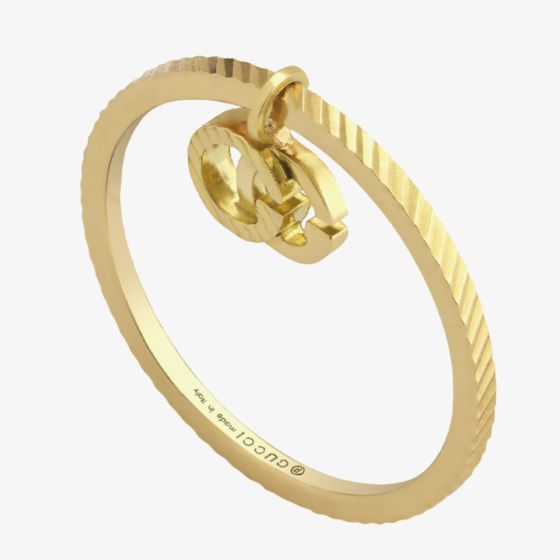 Gucci Interlocking 'G' Textured Drop Gold Ring YBC648599002