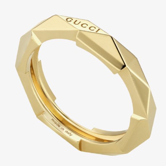 Gucci 18ct Yellow Gold GUCCI Link to Love Studded Ring YBC662177001