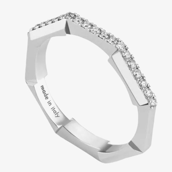 Gucci 18ct White Gold GUCCI Link to Love 0.16ct Diamond Ring YBC662140001