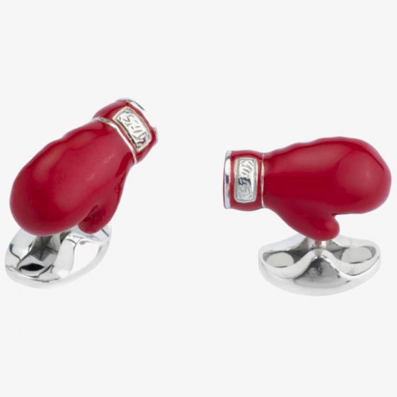 Deakin and Francis Silver Red Enamel Boxing Glove Cufflinks C1572S07
