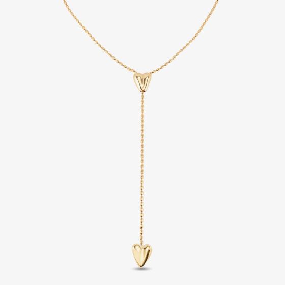 UNOde50 Cupido 18ct Gold Plated Two Hearts Y Shaped Adjustable Necklace COL1884ORO0000U