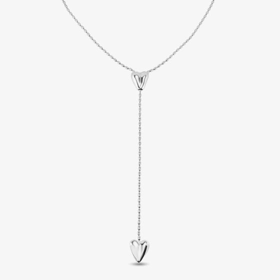 UNOde50 Cupido Sterling Silver Two Hearts Y Shaped Adjustable Necklace COL1884MTL0000U