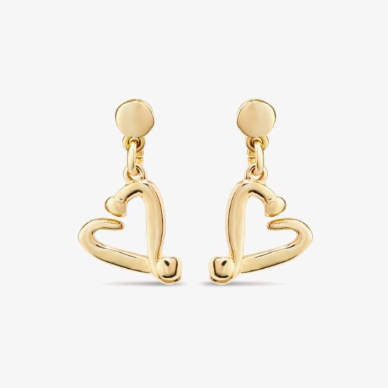 UNOde50 One Love Gold Plated Open Heart Stud Earrings PEN0887ORO0000U