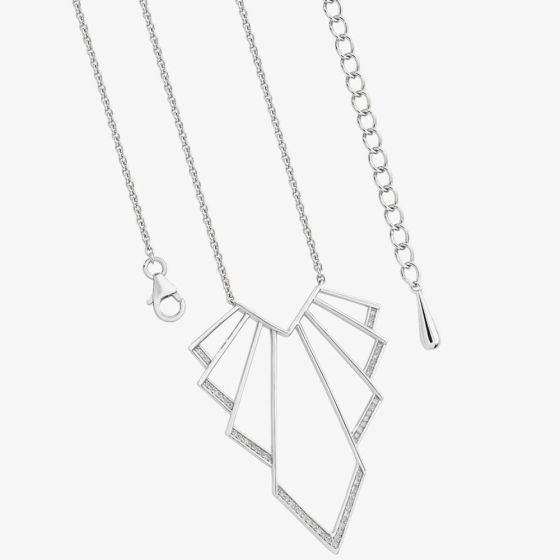 Lucy Quartermaine Silver Art Deco White Topaz Chrysler Necklace ADP6