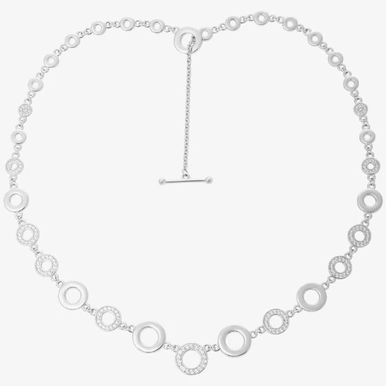 Lucy Quartermaine Silver Art Deco White Topaz Halo T Bar Necklace ADP8