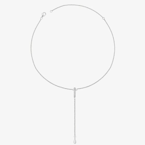 Lucy Quartermaine Silver Skinny Drip White Topaz Long Pendant Necklace SDP2