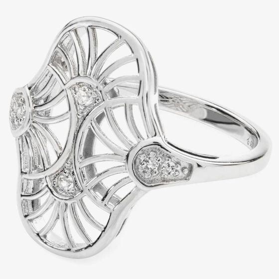 Lucy Quartermaine Silver Halo Double Post White Topaz Single Earring ADER10