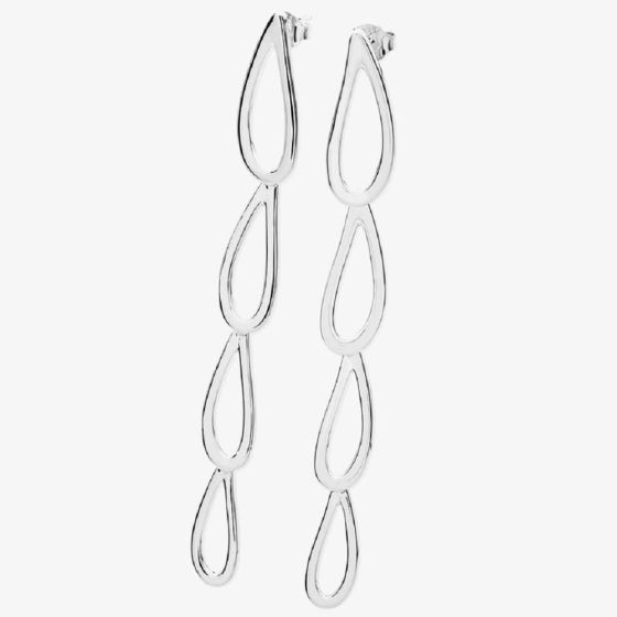 Lucy Quartermaine Silver Large Petal Dropper Earrings PER1
