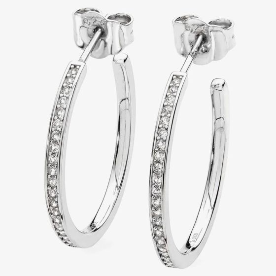 Lucy Quartermaine Silver Skinny Drip Medium Hoop Earrings SDER3