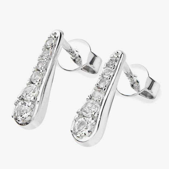 Lucy Quartermaine Silver Skinny Drip White Topaz Stud Earrings SDS1