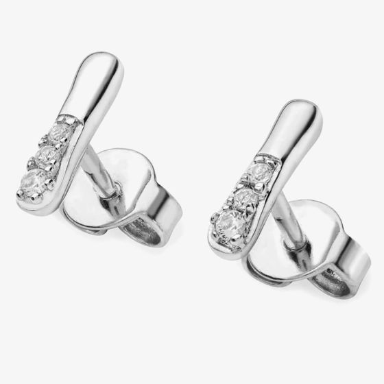Lucy Quartermaine Silver Skinny Drip White Topaz Mini Stud Earrings SDS2