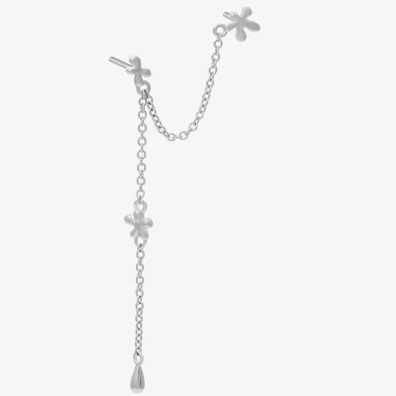 Lucy Quartermaine Silver Splash Double Post Single Dropper Earring SER8