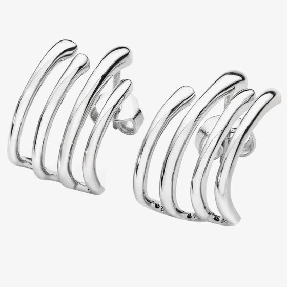 Lucy Quartermaine Silver Waterfall 4 Hoop Stud Earrings WFS1