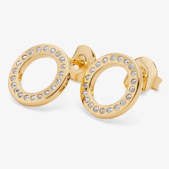 Lucy Quartermaine Gold Vermeil Art Deco White Topaz Halo Stud Earrings ADS1G