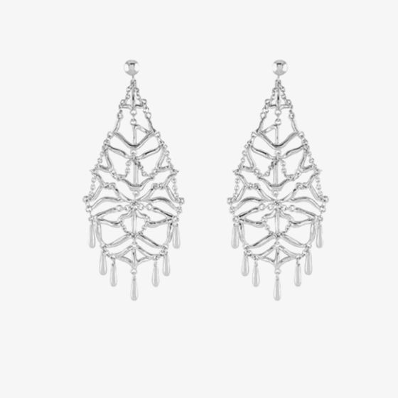 Lucy Quartermaine Sterling Silver Element Web Dropper Earrings ELER6