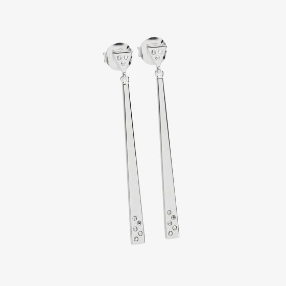Lucy Quartermaine Silver Crystal Linear Drop Earrings ADER2