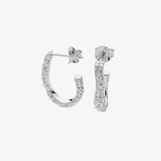 Lucy Quartermaine Silver Hula Half Hoop Earrings HER1