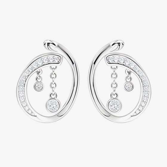 Lucy Quartermaine Volcan White Topaz Loop Earrings VER4