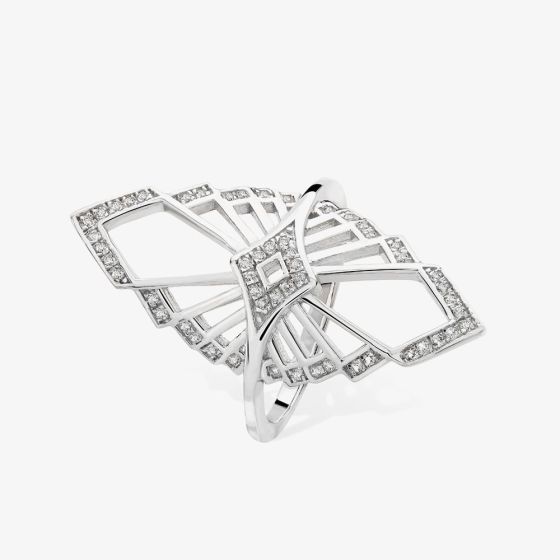 Lucy Quartermaine Silver Topaz Skinny Droplet Open Ring ADER6EL