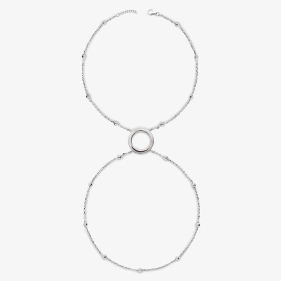 Lucy Quartermaine Silver Art Deco Halo Hand Chain Bracelet ADHC1