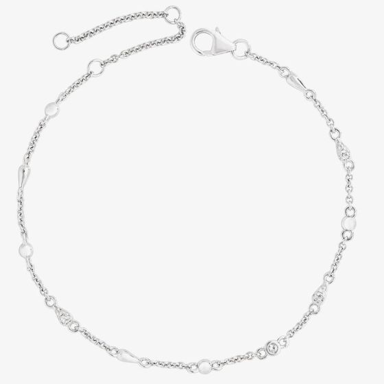 Lucy Quartermaine Silver Skinny Drip White Topaz Anklet SDA1