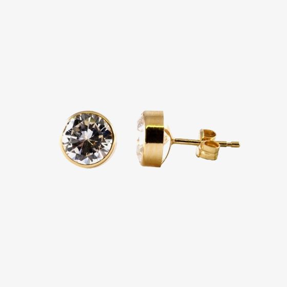 9ct Gold 7mm Round Cubic Zirconia Stud Earrings 1573413