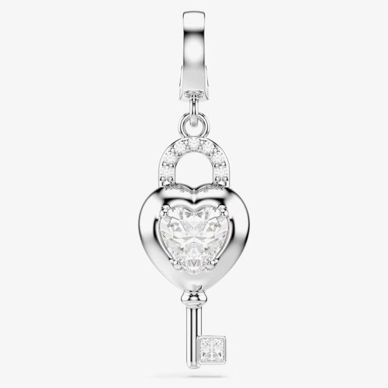 Swarovski Idyllia Rhodium Plated Crystal Heart Key Charm 5742957
