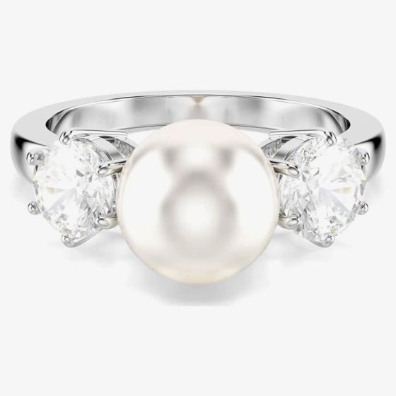 Swarovski Matrix Rhodium Plated Crystal Pearl Ring 568963