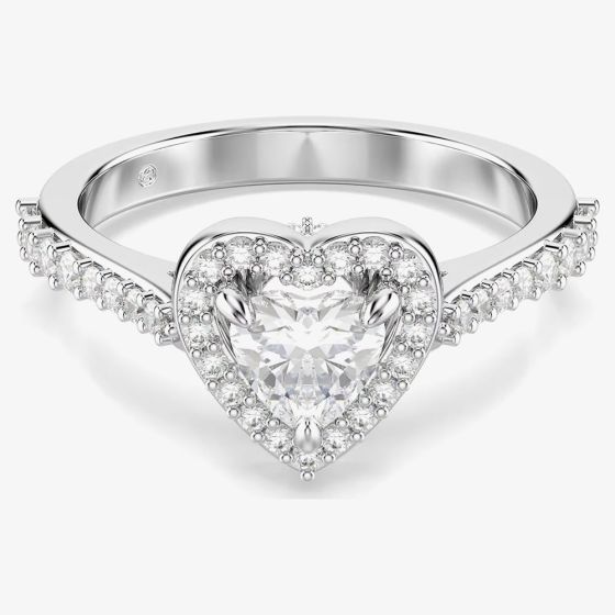 Swarovski Una Angelic Rhodium Plated Heart Crystal Ring 5744046