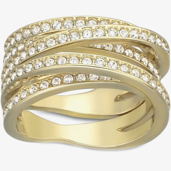 Swarovski Spiral Gold Tone Multi Crossover Ring 503292