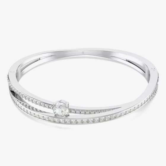 Swarovski Hyperbola Rhodium Plated Crossover Bangle 569122