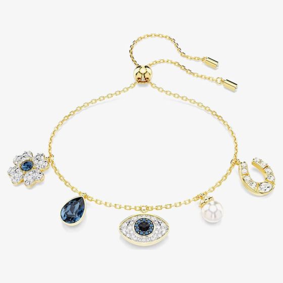 Swarovski Symbolica Gold Tone Plated Evil Eye Mixed Charm Bracelet 5692162