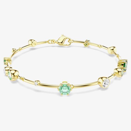 Swarovski Constella Gold Tone Plated Green & White Crystal Bracelet 5722478