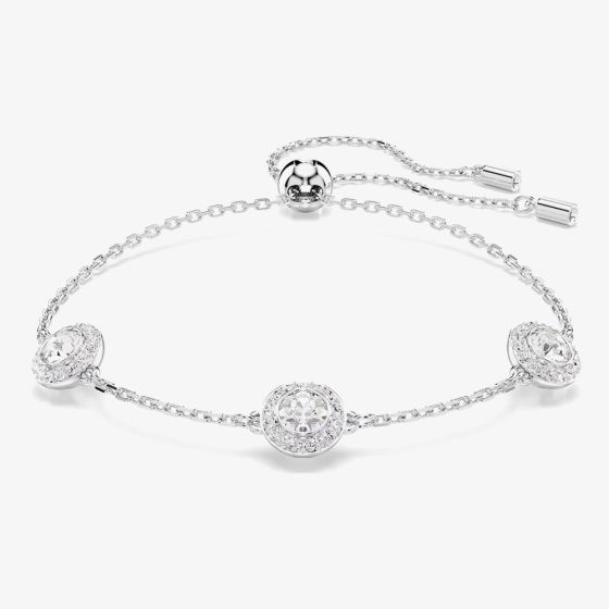 Swarovski Una Rhodium Plated Round White Crystal Bracelet 5732272
