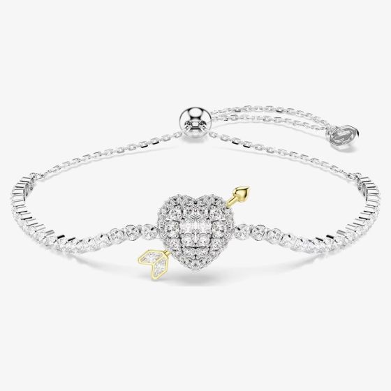 Swarovski Idyllia Rhodium Plated Arrow Heart Sliding Bracelet 5742022