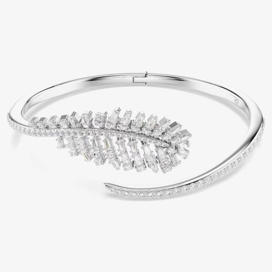Swarovski Vienna Rhodium Plated Medium Feather Bangle 5754275