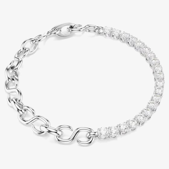 Swarovski Matrix Rhodium Plated S Link Half Tennis Bracelet 5753926