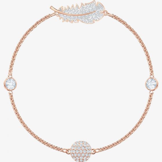 Swarovski Remix Feather Strand Rose Gold Tone Bracelet 