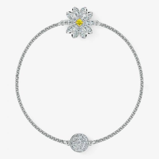 Swarovski Remix Yellow and White Crystal Flower Strand Bracelet