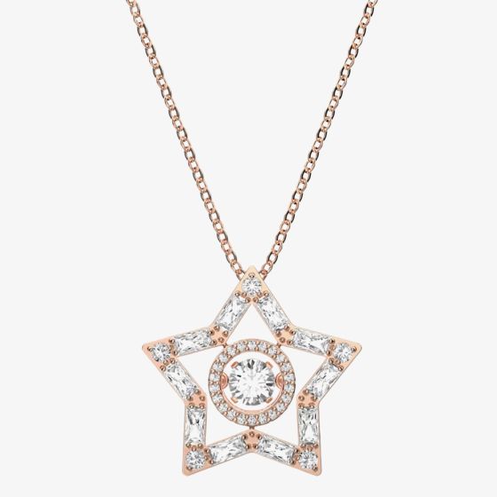 Swarovski Stella Rose Gold Tone Plated Crystal Star Necklace 5617766