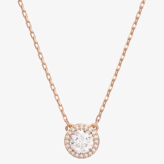 Swarovski Ladies Constella Rose Gold-Plated Halo Necklace 5636272