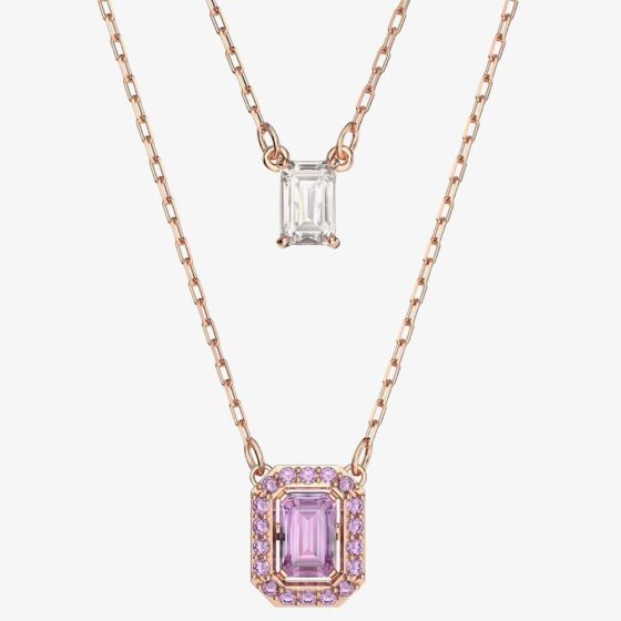 Swarovski Ladies Millenia Rose Gold Plated Octagon Layered Necklace 5640558