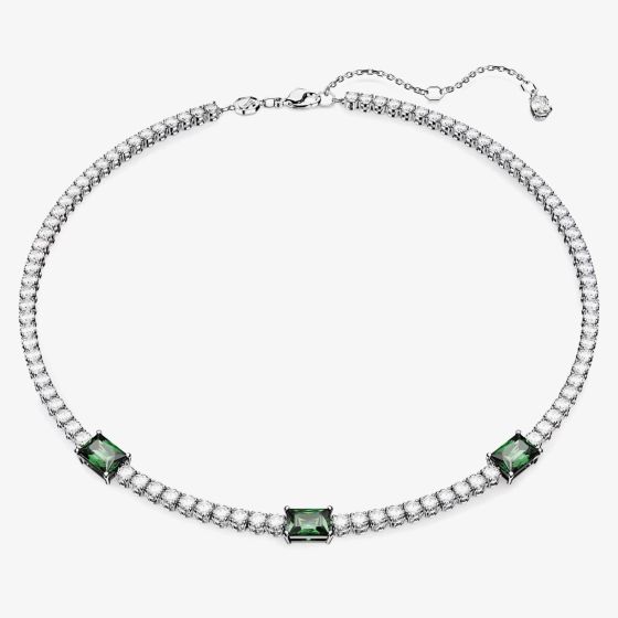 Swarovski Matrix Green Mixed Cuts Rhodium Plated Tennis Necklace 5666168